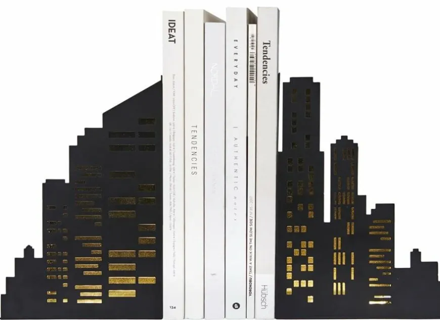 Balvi Boekensteun Skyline Lights zwart