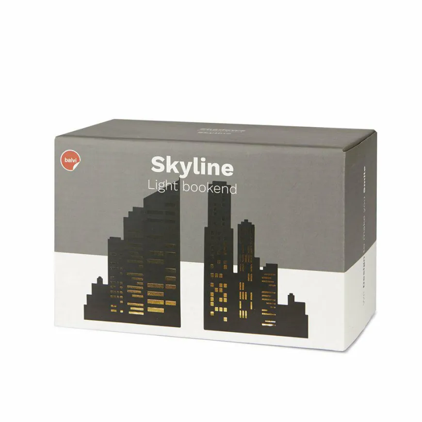 Balvi Boekensteun Skyline Lights zwart