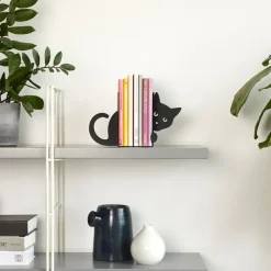 Balvi Boekensteun verborgen kat zwart metaal