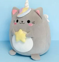 Balvi Katten kussen Fluffy Kawaii Starry grijs