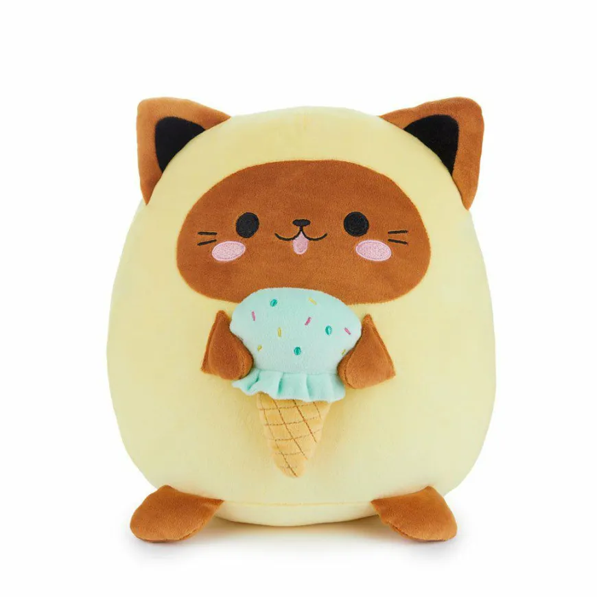 Balvi Katten kussen Fluffy Kawaii Minty Geel