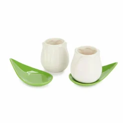 Balvi Koffiekopje Tulp wit - set van 2 kopjes met schotels