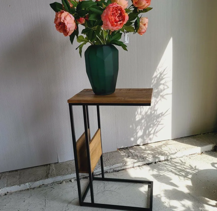 Benoa Bijzettafel industrieel sofa zwart met vak