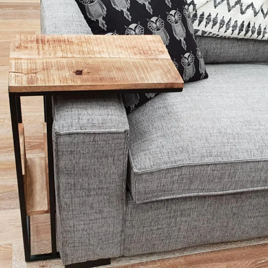 Benoa Bijzettafel industrieel sofa zwart met vak