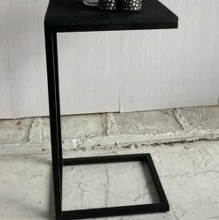 Benoa Bijzettafel industrieel sofa zwart met zwart blad