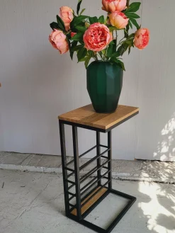 Benoa Bijzettafel industrieel sofa zwart met open vak