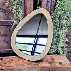 Benoa Eivormige spiegel antiek brass klein