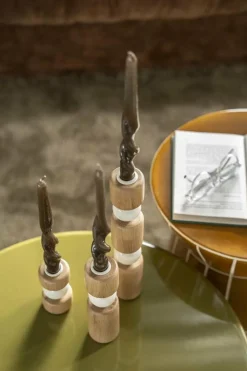 By Boo Kandelaar Belloa - beige - set van 3 kandelaren