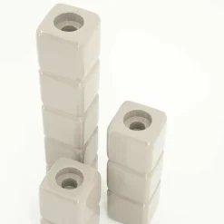 By Boo Set van 3 kandelaren Cube – taupe
