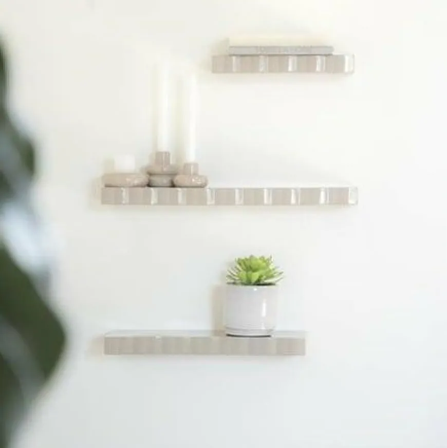 By Boo Wandplank Prinz set van 3 - taupe