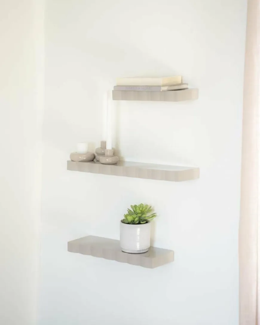 By Boo Wandplank Prinz set van 3 - taupe