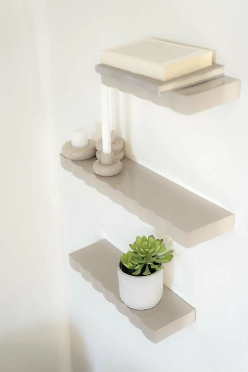 By Boo Wandplank Prinz set van 3 - taupe