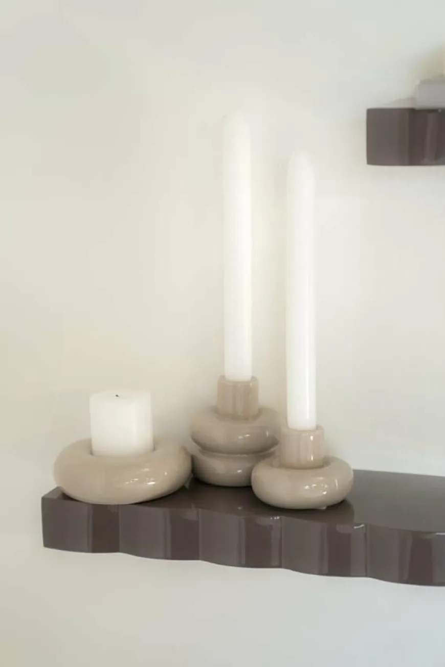 By Boo Wandplank Prinz set van 3- dark taupe