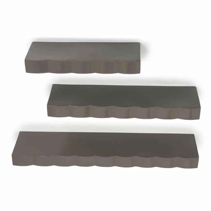 By Boo Wandplank Prinz set van 3- dark taupe