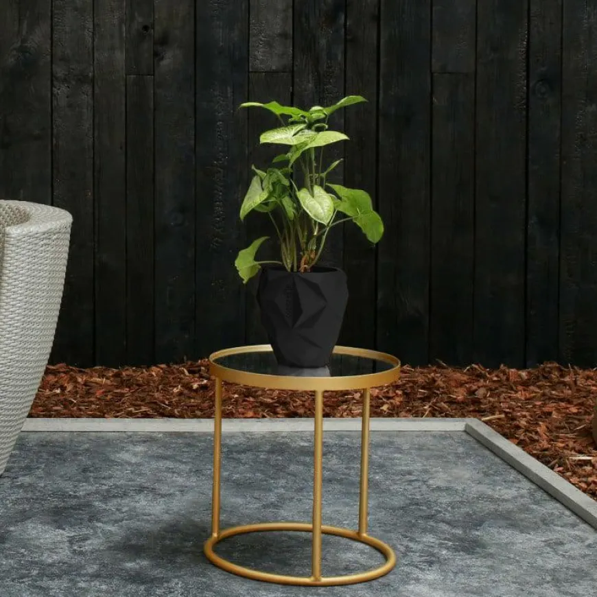 Candellana Bloempot beton Geometric 13 cm mat Zwart