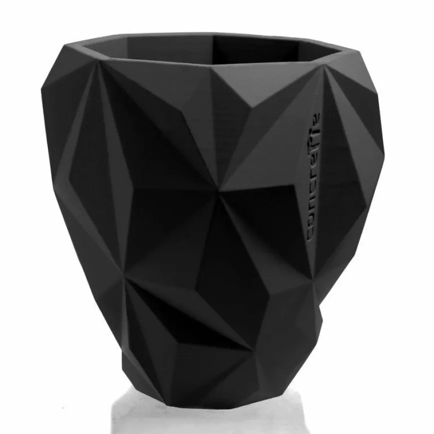 Candellana Bloempot beton Geometric 13 cm mat Zwart