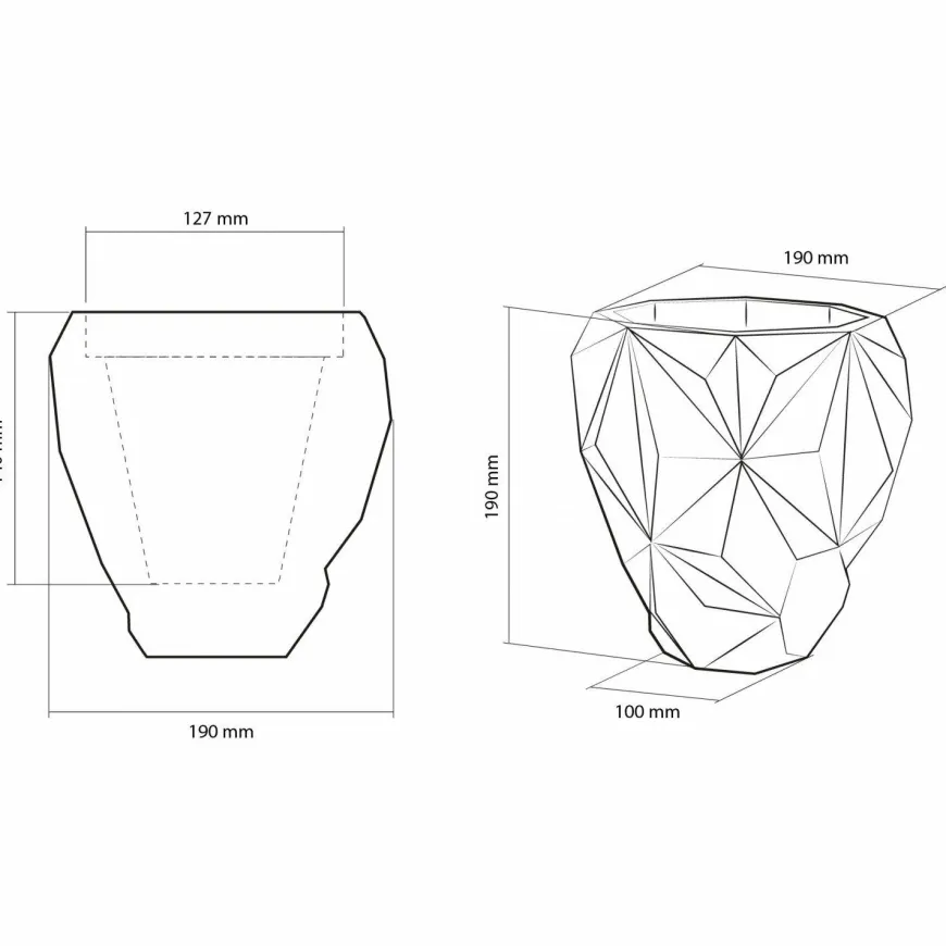 Candellana Bloempot beton Geometric 13 cm mat Zwart