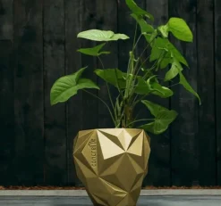 Candellana Bloempot beton Geometric 13 cm Classic Gold