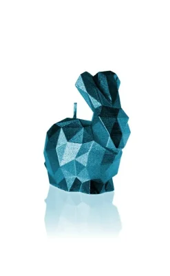 Candellana Kaars Konijn klein blauw metallic
