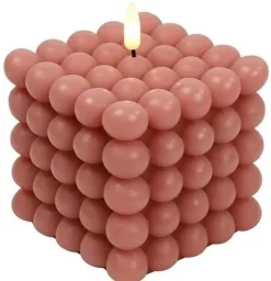 Countryfield LED Kaars Lyon bolletjes roze L