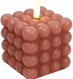 Countryfield Bolletjes kaars LED Lyon roze M