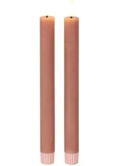 Countryfield Dinerkaars LED Diner rustiek roze met beweegbare vlam – 2 stuks