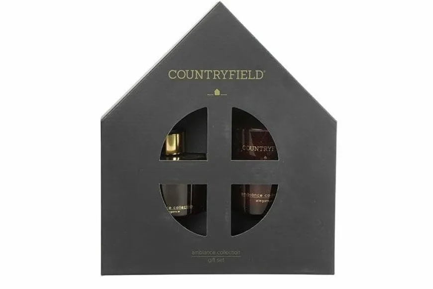 Countryfield Elegance Gift box geurstokje & kaars rood