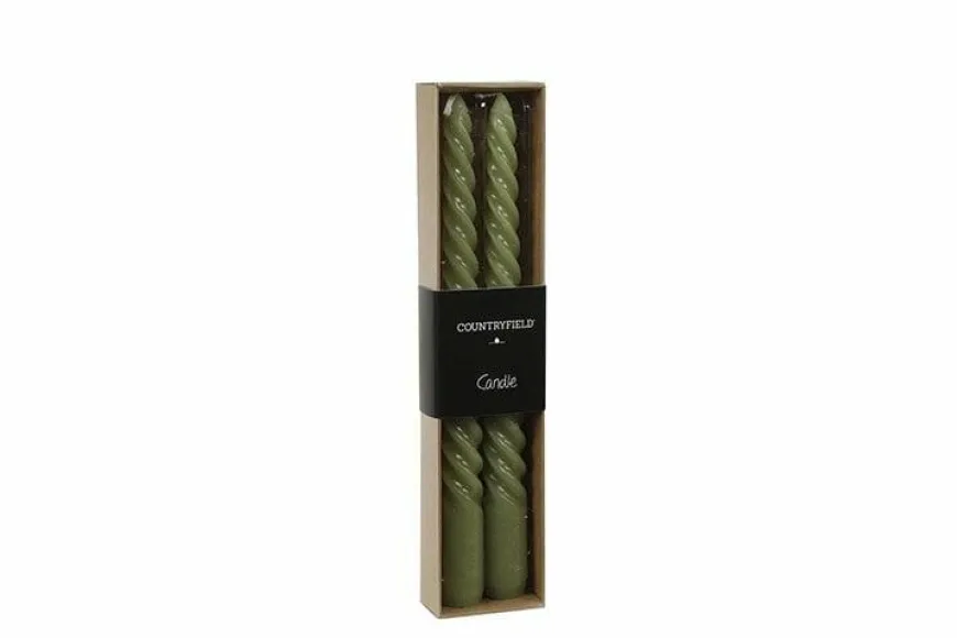 Countryfield Kaars Twirly set 2 kaarsen lichtgroen - diverse afmetingen