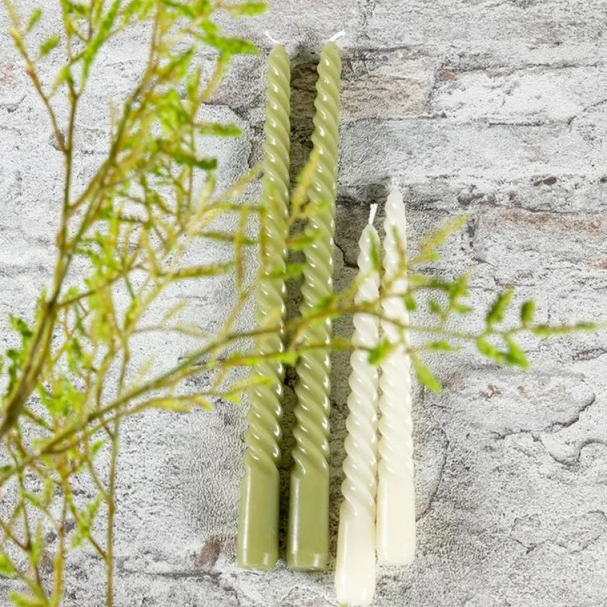 Countryfield Kaars Twirly set 2 kaarsen lichtgroen - diverse afmetingen