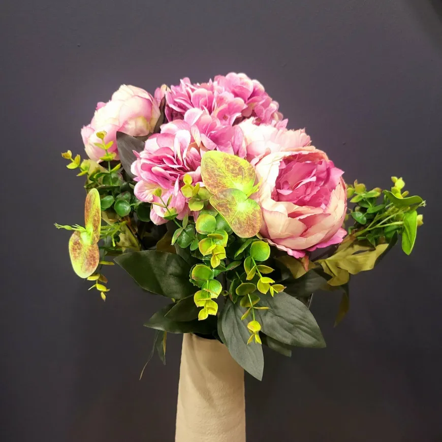 Countryfield Kunst boeket Peony Hydrangea 3x3 Lila