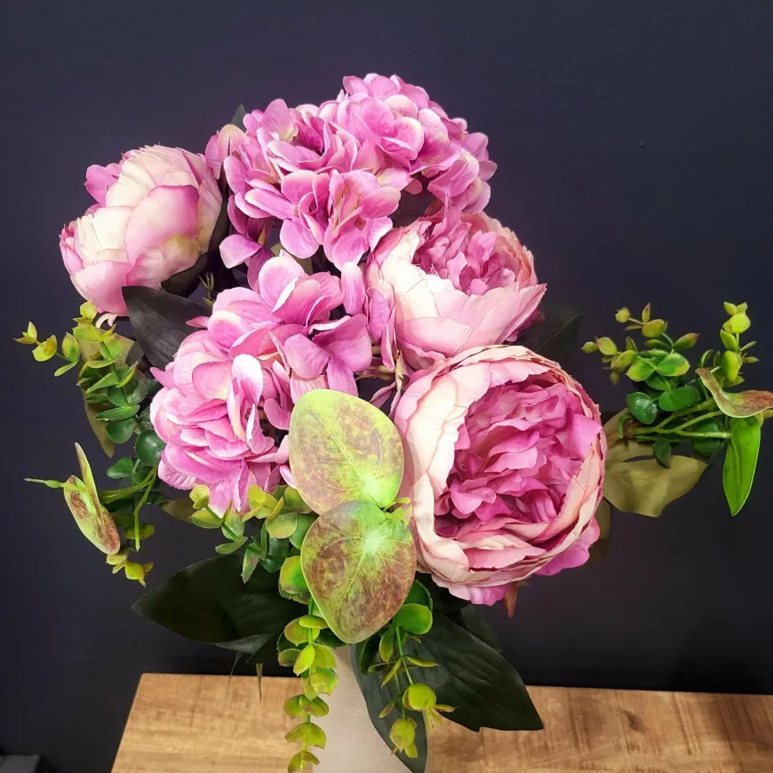Countryfield Kunst boeket Peony Hydrangea 3x3 Lila