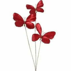 Countryfield Kunstdeco Vlinder Lush rood Set van 3 takken met 3 vlinders per tak