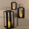 Countryfield Lantaarn met LED kaars Rennes zwart / wit outdoor L