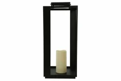 Countryfield Lantaarn met LED kaars Rennes zwart / wit outdoor L