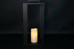 Countryfield Lantaarn met LED kaars Rennes zwart / wit outdoor L