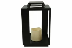 Countryfield Lantaarn met LED kaars Rennes zwart / wit outdoor S
