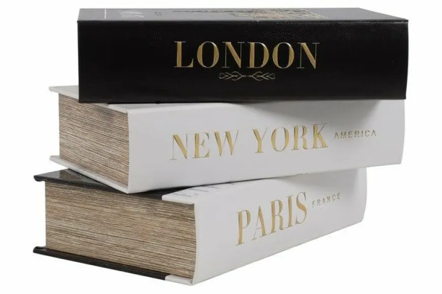 Countryfield Opbergbox Book New York,Paris,Londen set van 3 –L27B18H7CM