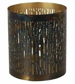 Countryfield Theelicht Cato verbrand goud M 15 cm hoog