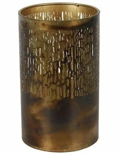 Countryfield Theelicht Cato XL verbrand goud 26 cm hoog