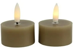 Countryfield Theelicht rustiek Ø4CM LED Lyon beige - set van 2