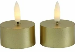 Countryfield Theelicht rustiek Ø4CM LED Lyon goud - set van 2