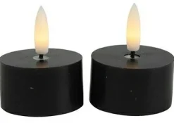 Countryfield Theelicht rustiek Ø4CM LED Lyon zwart - set van 2