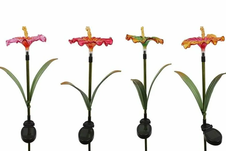 Countryfield Tuinsteker Hibiscus Solar LED - set van 4 tuinstekers