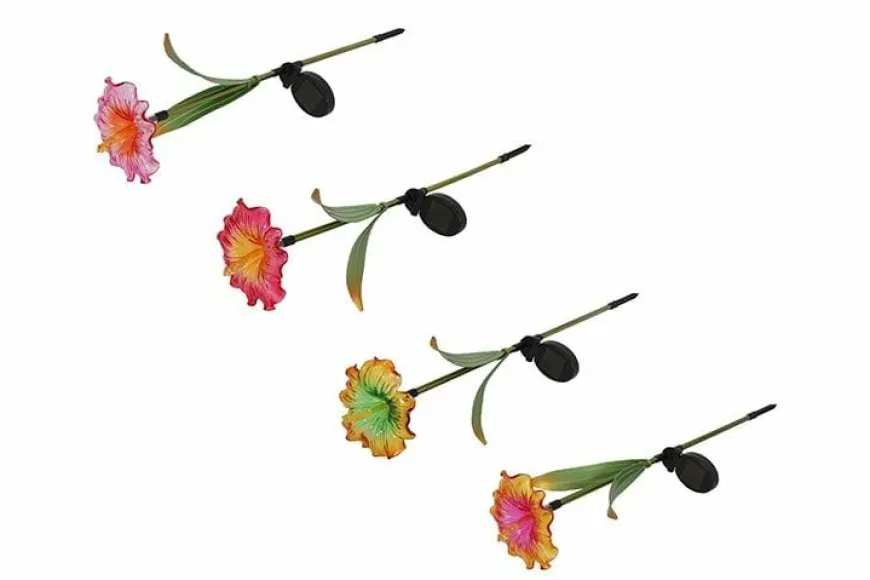 Countryfield Tuinsteker Hibiscus Solar LED - set van 4 tuinstekers