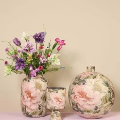 Countryfield Vaas Peony L roze/wit rond