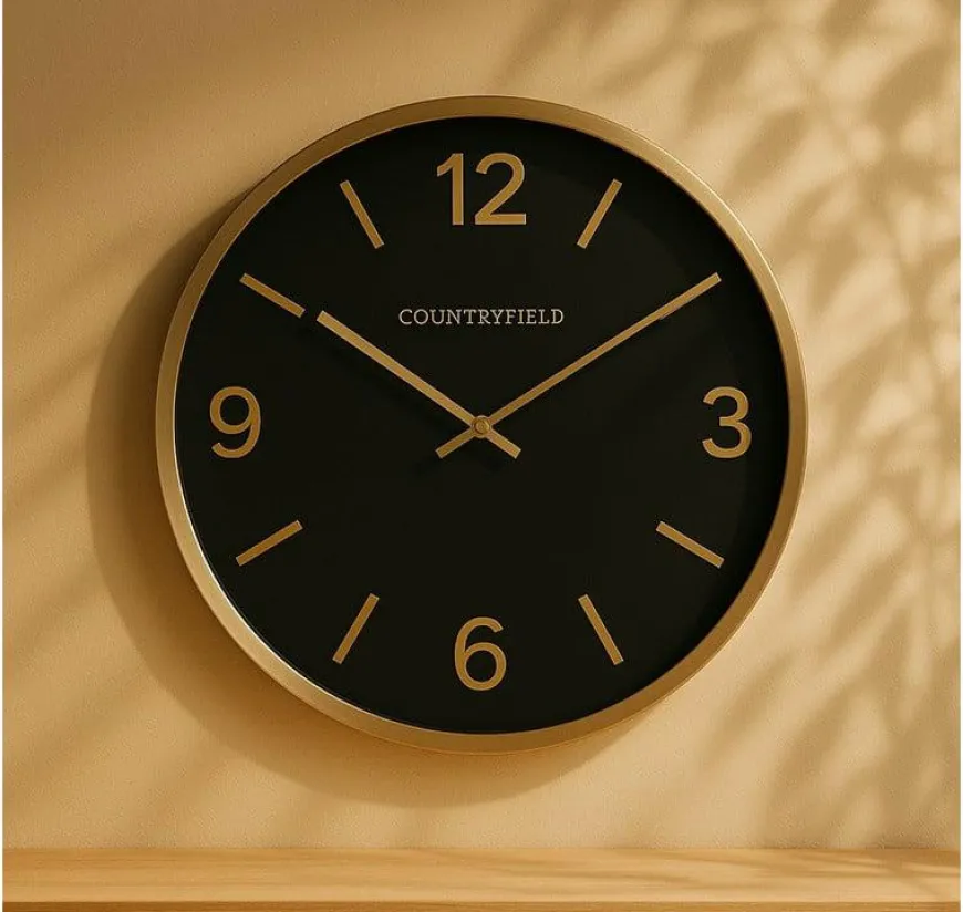 Countryfield Wandklok Copper L zwart / goud Ø 50 cm