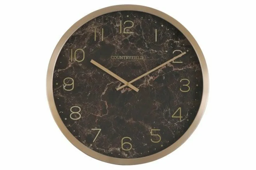 Countryfield Wandklok Copper M goud/bruin marmer Ø 40 cm