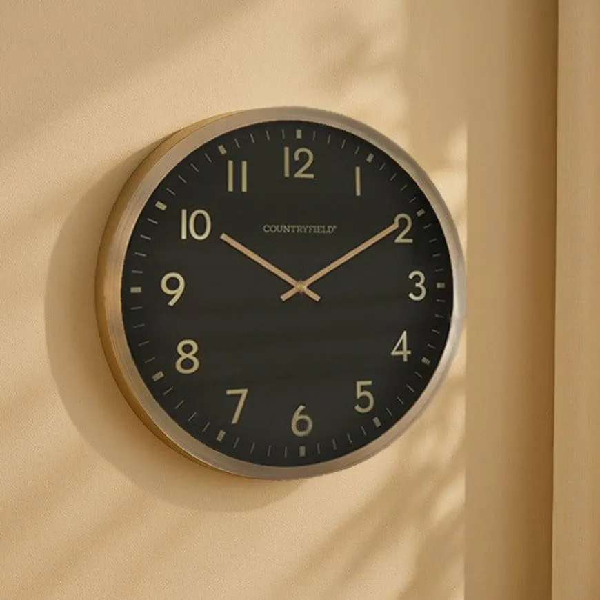 Countryfield Wandklok Copper M zwart goud Ø 40 cm
