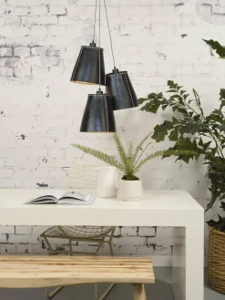 Good&Mojo Hanglamp Amazon recycled autoband met 3 kappen zwart L