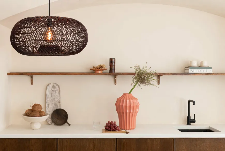 Good&Mojo Hanglamp Arizona bamboe ø70 burgundy L